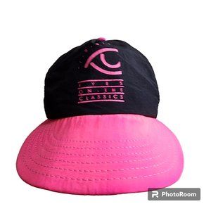VINTAGE 1991 EYES ON THE CLASSICS HAT CAP MADE IN USA SNAPBACK NEON PINK BLACK